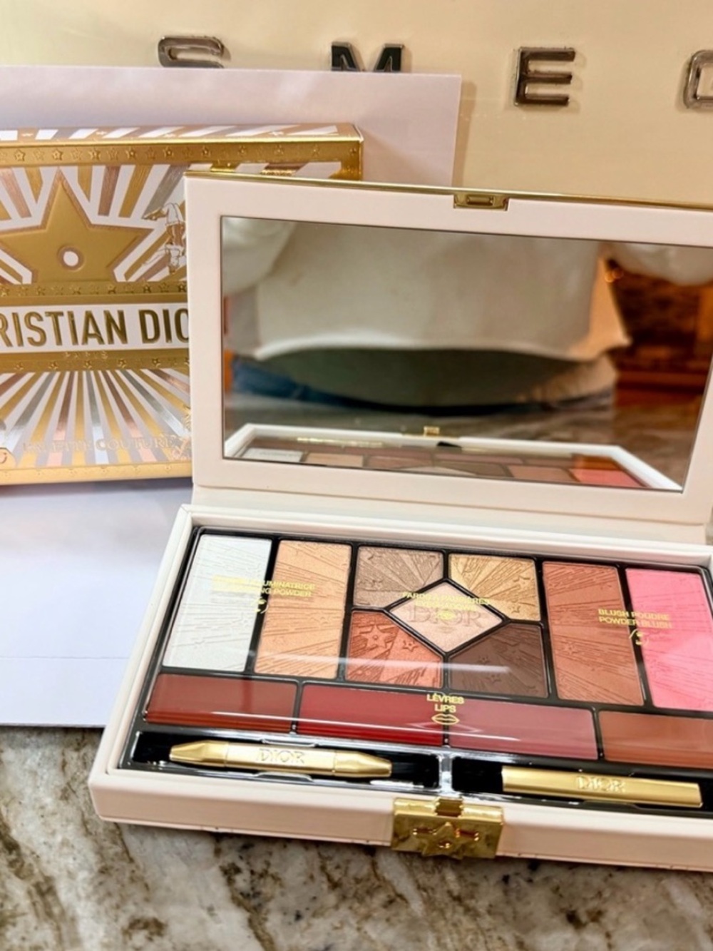 Dior Eyeshadow & Lip Palette in Pink, Gold, Peach and Brown